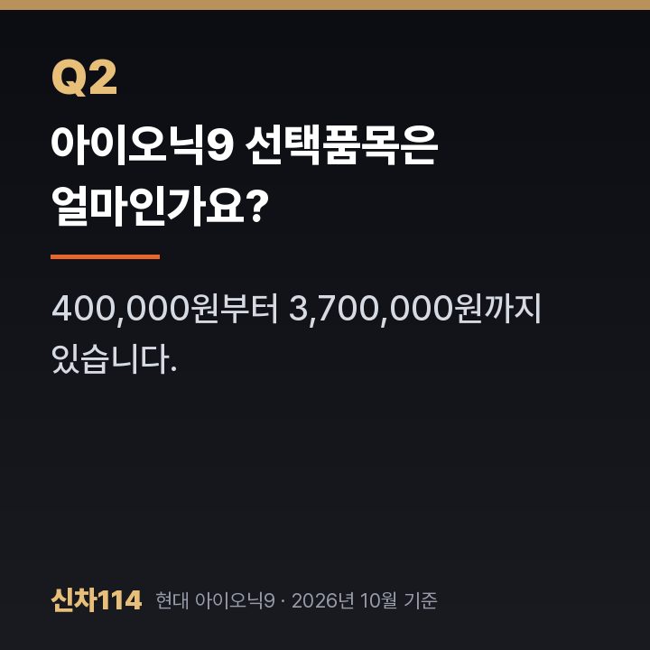 아이오닉9 선택품목은 얼마인가요?