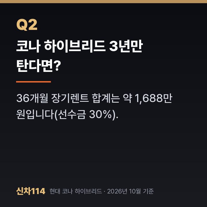 코나 하이브리드 3년만 탄다면?