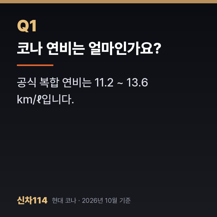 코나 연비는 얼마인가요?