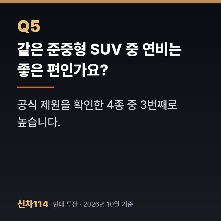 같은 준중형 SUV 중 연비는 좋은 편인가요?