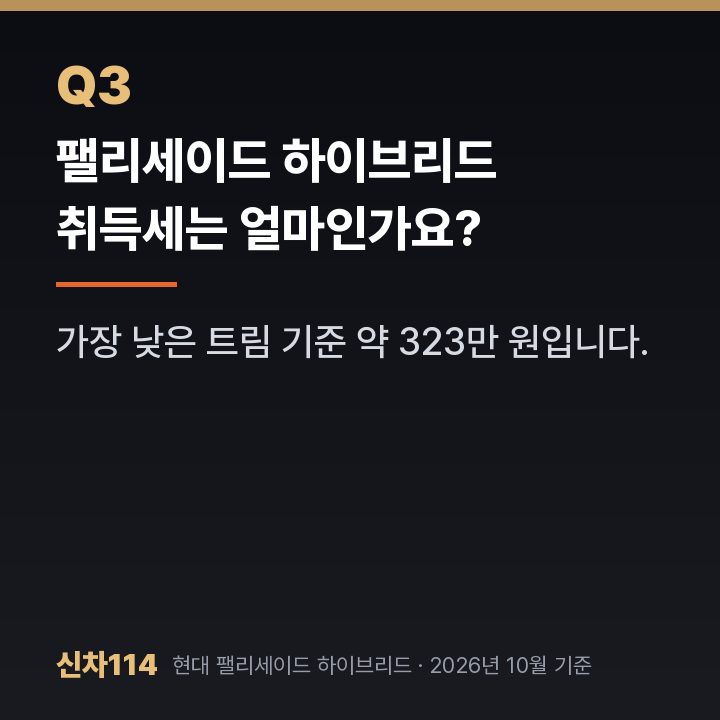 팰리세이드 하이브리드 취득세는 얼마인가요?