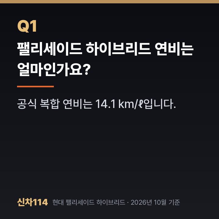 팰리세이드 하이브리드 연비는 얼마인가요?