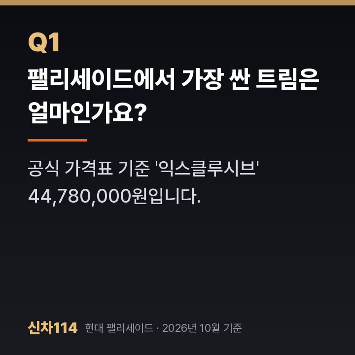 팰리세이드에서 가장 싼 트림은 얼마인가요?