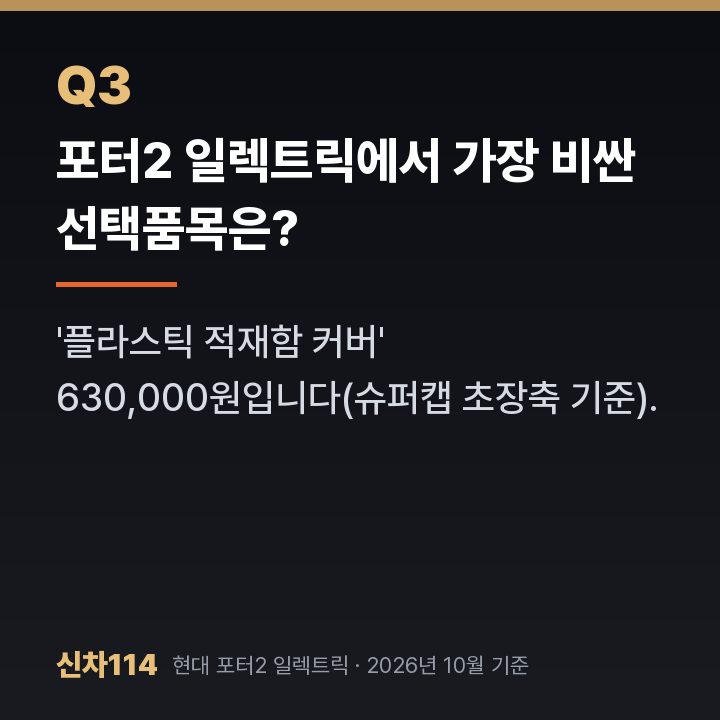 포터2 일렉트릭에서 가장 비싼 선택품목은?