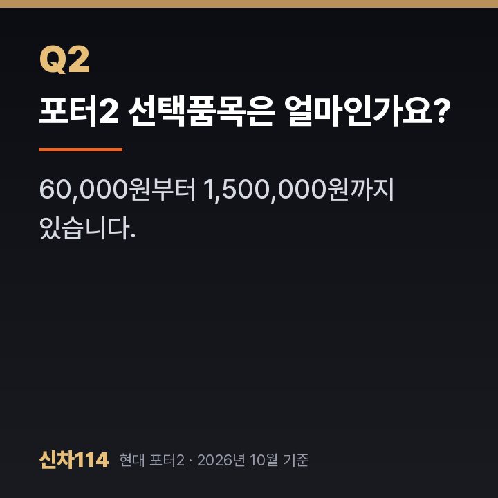 포터2 선택품목은 얼마인가요?